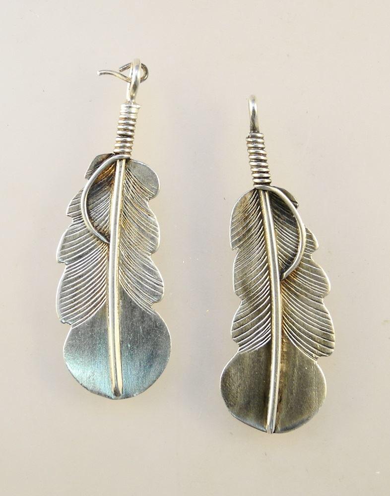 Pair of Old Navajo Silver Feather Earrings, 1 1/2" (1 of 2)