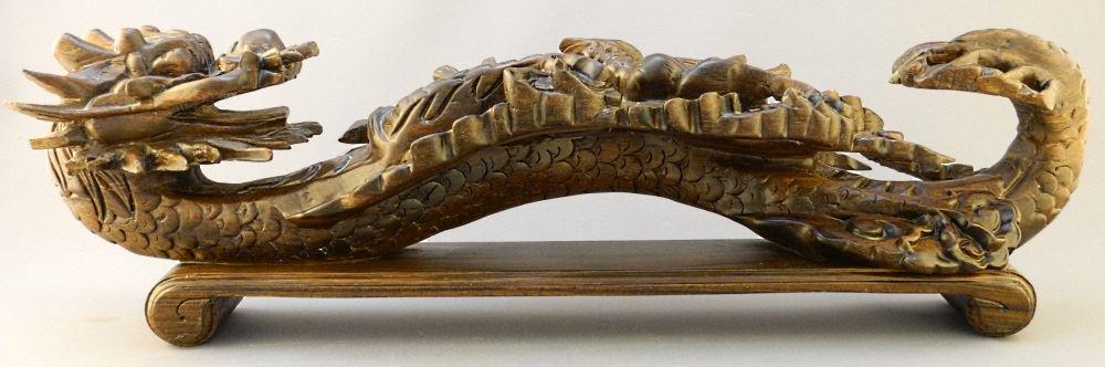 Chinese Dragon Wood Carving, 19" length. (1 of 3)
