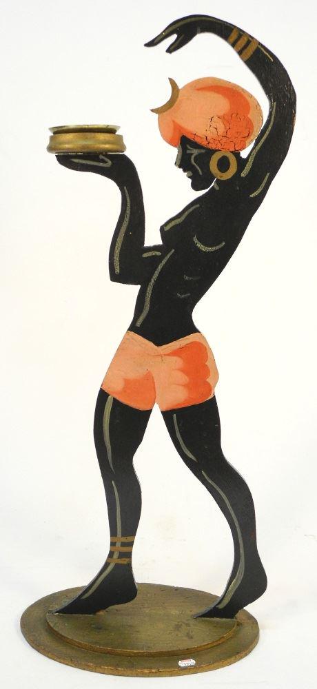 Vintage Art Deco Painted Wood Ashtray Stand, 31" high. (1 of 2)