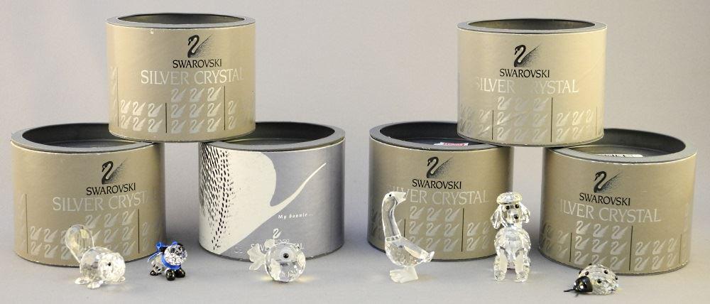 Collection of 6 Swarovski Crystals: Poodle, Ladybug,: Collection of 6 Swarovski Crystals: Poodle, Ladybug, Goose, etc.