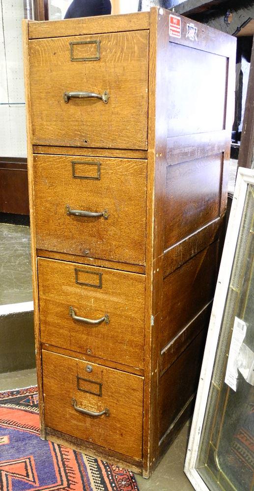 Vintage Oak Filing Cabinet, 53" high, as found. (1 of 1)