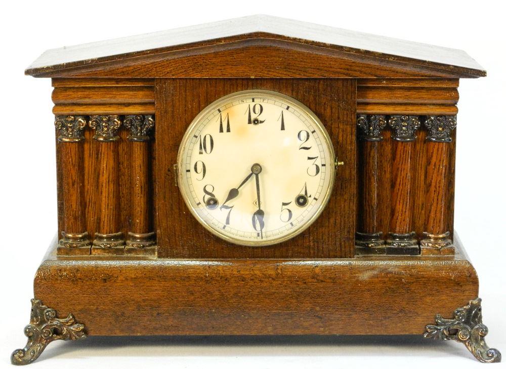 Gilbert Clock Co. "Leslie" Neoclassical Oak Mantle (1 of 8)