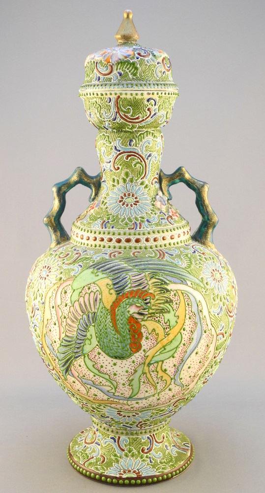 Japanese Yellow Earthware & Moriage Covered Vase, 15 (1 of 4)