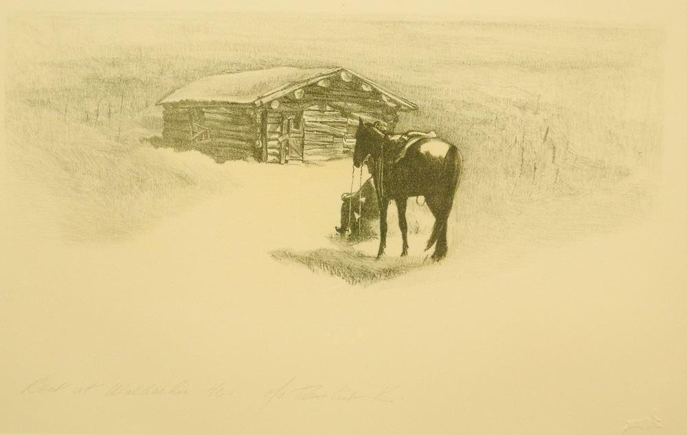 Stone Lithograph Signed Olga Tomlinson, 14" x 20", (1 of 5)