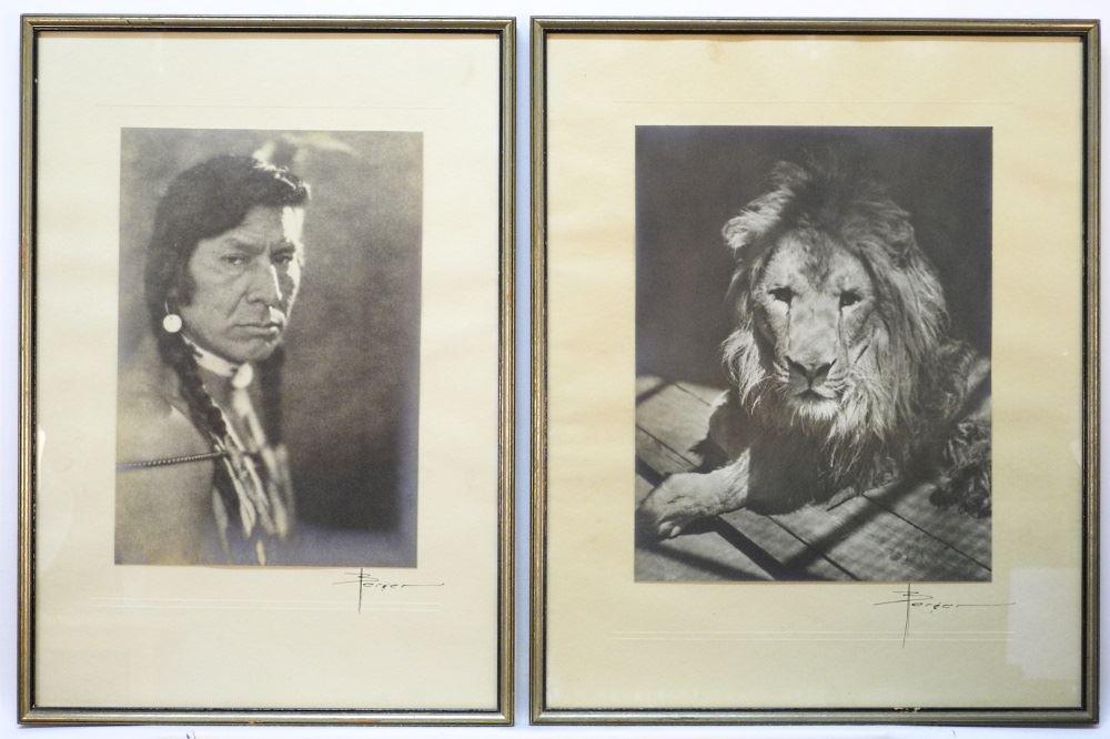 Two framed photos signed indistinctly, 9" x 13", "First (1 of 5)