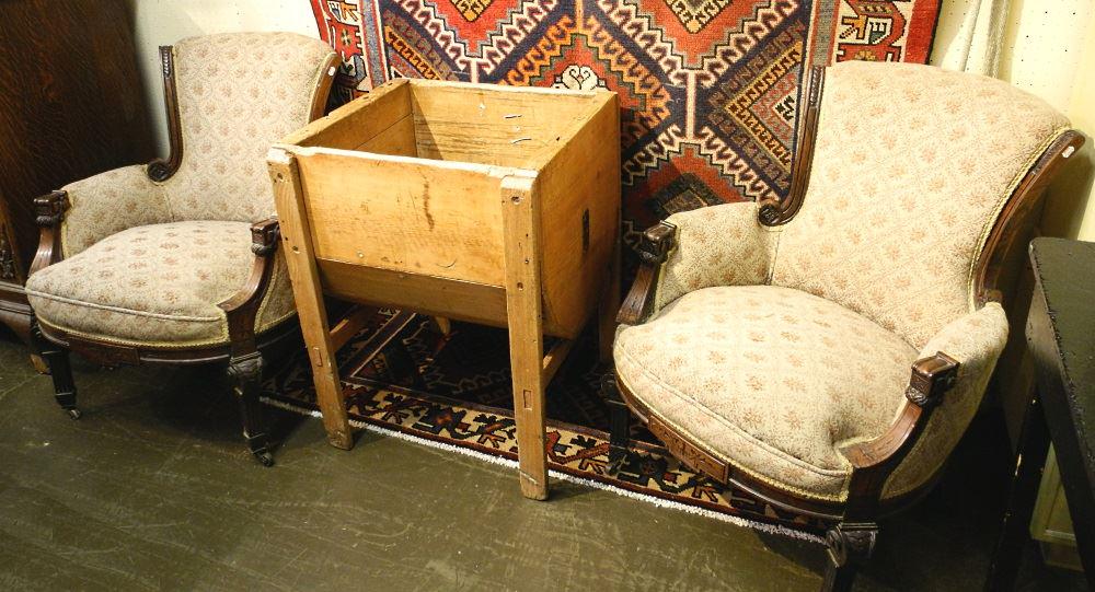 Pair of Late 19th Century Rosewood Armchairs.: Pair of Late 19th Century Rosewood Armchairs.
