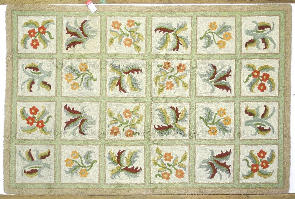 Vintage Hooked Rug with Botanical Design, approximately (1 of 2)