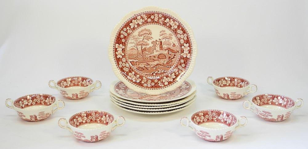 Group of Spode "Pink Tower" & Ornithological China, 12 (1 of 7)