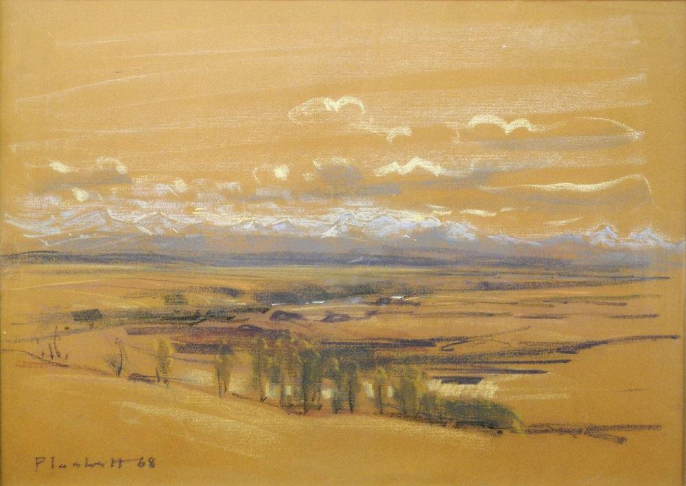 Pastel Signed (Joseph) Plaskett '68, 18 3/4" x 26",: Pastel Signed (Joseph) Plaskett '68, 18 3/4" x 26", "Foothills, Alberta".