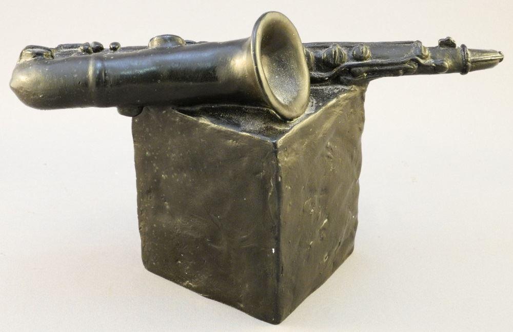 Bronze Saxophone, Signed Pelletier 1996, 9" length.: Bronze Saxophone, Signed Pelletier 1996, 9" length.