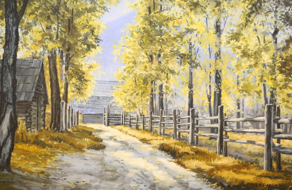 Oil on Board Signed J.L. McLean, 24" x 36",: Oil on Board Signed J.L. McLean, 24" x 36", "Hargreave's Ranch".