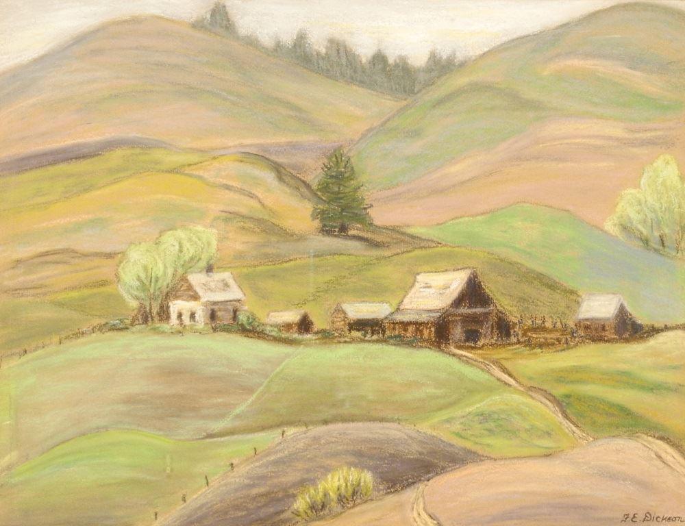 Pastel on Paper Signed F.E. Dickson, 14" x 18", (1 of 4)
