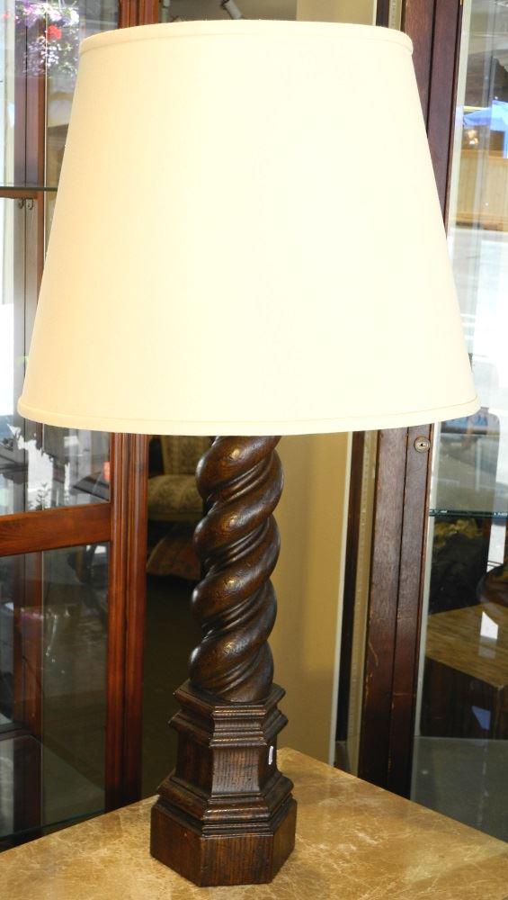 Dark oak barley twist table lamp. (1 of 1)