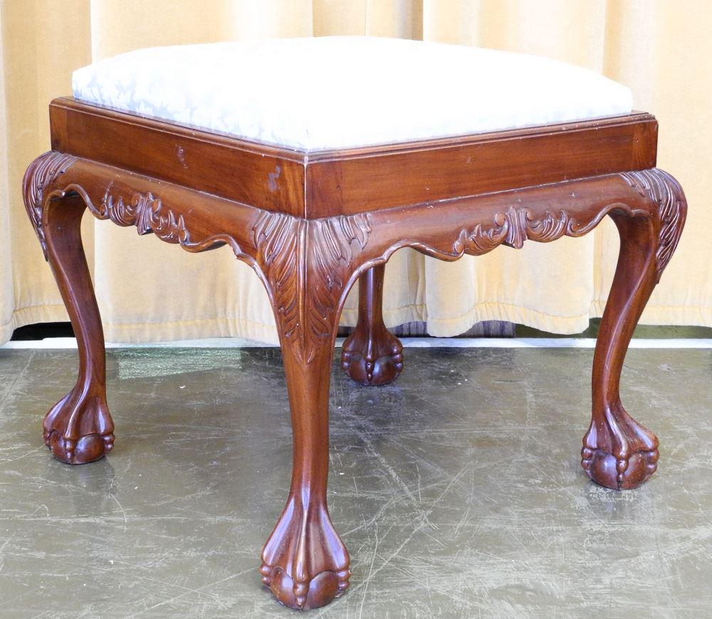 Mahogany Ball & Claw Foot Stool. (1 of 1)