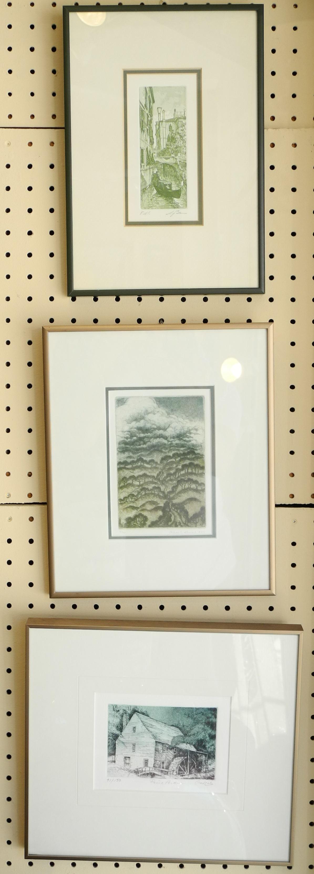 3 Framed Etchings. (1 of 1)