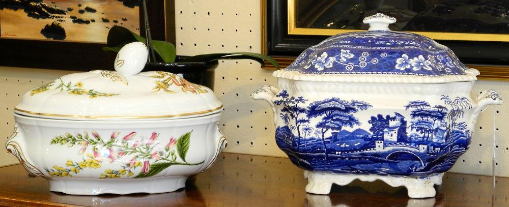 2 Spode Soup Tureens: Spode's Tower & Stafford Flowers (1 of 1)