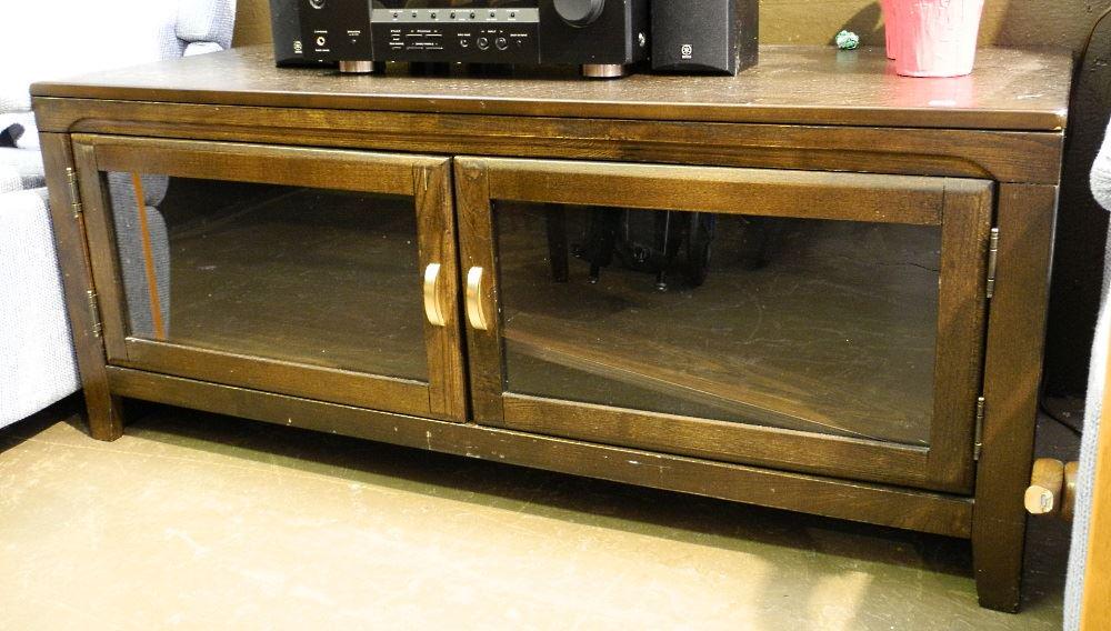 Contemporary TV stand with low cabinet.: Contemporary TV stand with low cabinet.