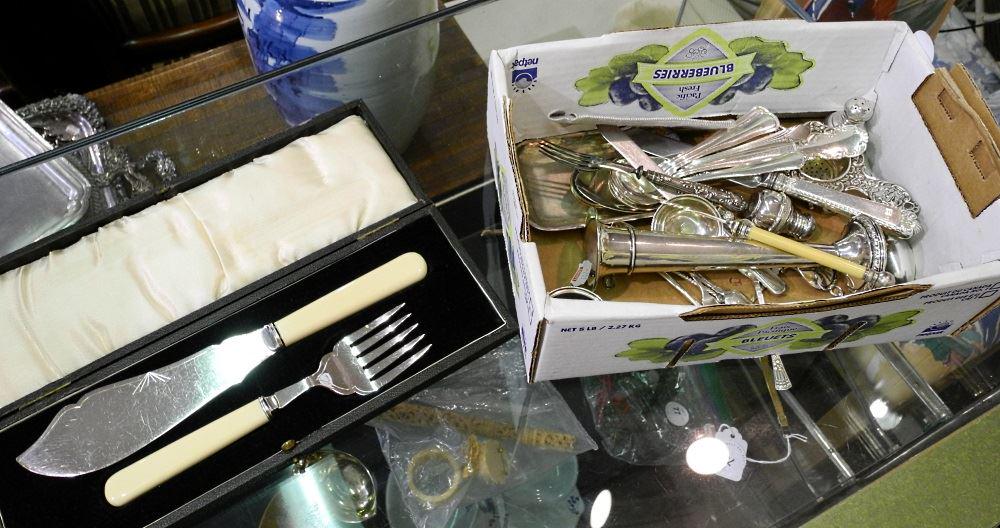 Lot of various Sterling Silver & other cutlery items (1 of 1)
