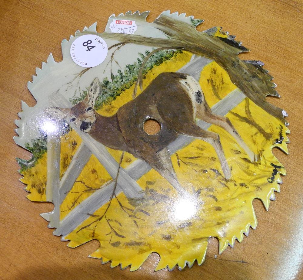 Handpainted Saw Blade depicting a Deer, signed Carol (1 of 1)