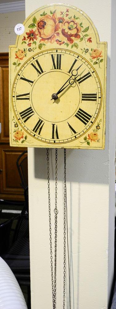 Antique style pendulum weighted wall clock. (1 of 2)