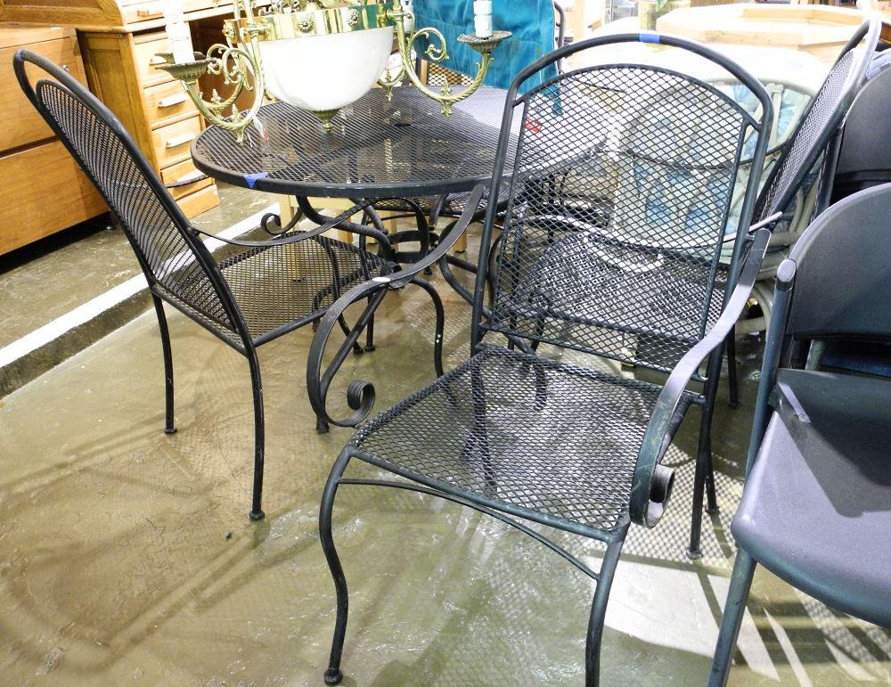 Brass Painted Metal Table & 4 Chairs. (1 of 1)