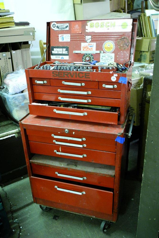 Red Stacking Tool Chest with Various Hand Tools and (1 of 1)