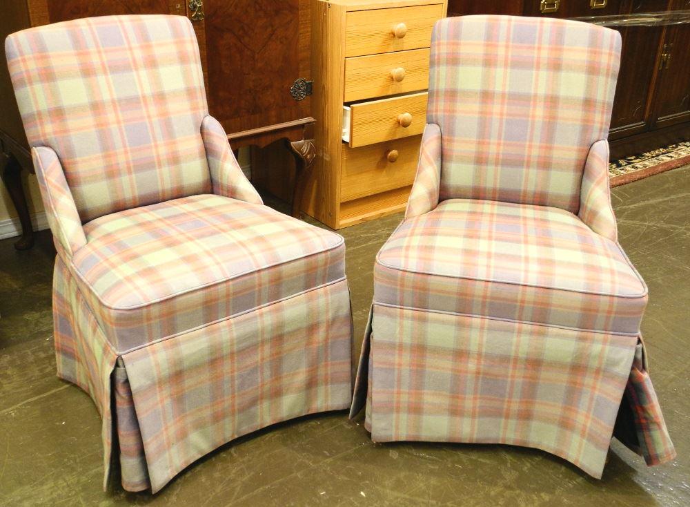 Pair of Petite Armless Boudoir Chairs.: Pair of Petite Armless Boudoir Chairs.