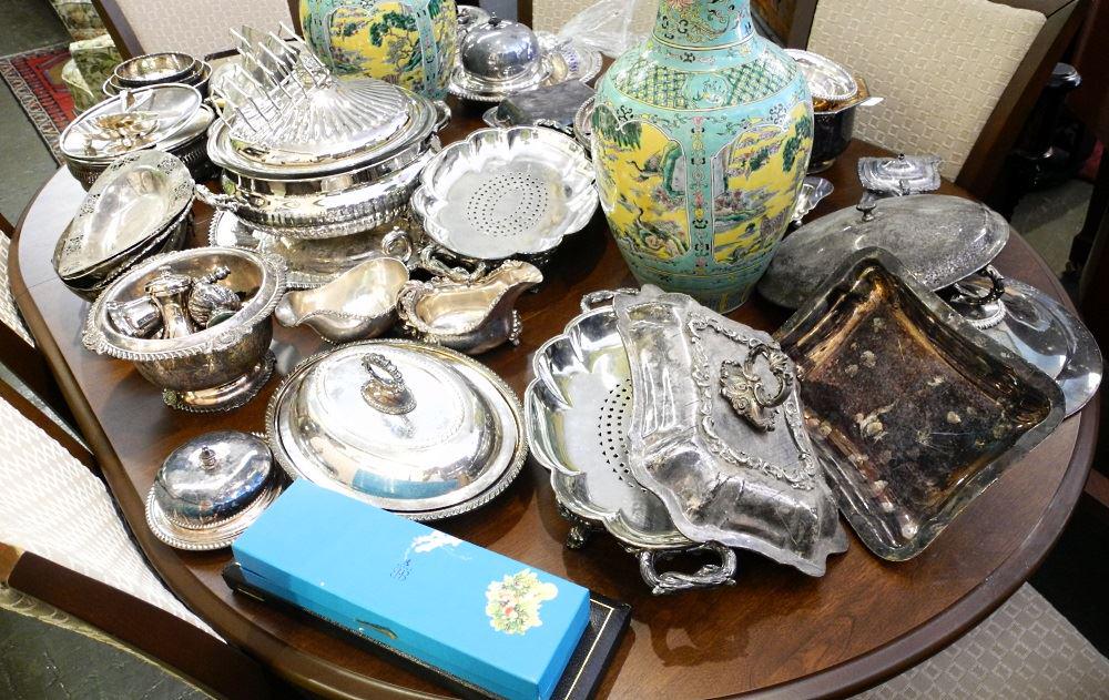 Large Lot of Various Silver Plated Table Wares. (1 of 1)