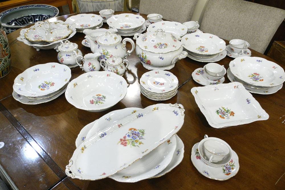 Set of Zsolnay Pecs Dinner China: 6 Place Settings with: Set of Zsolnay Pecs Dinner China: 6 Place Settings with Various Serving Pieces, some odd