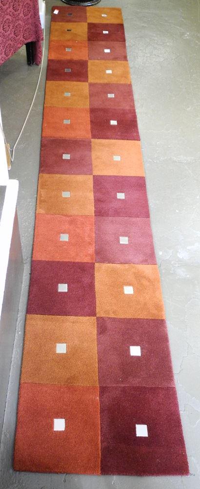 Lolol "Manhattan Square" wool runner, 15" x 2'6". (1 of 4)