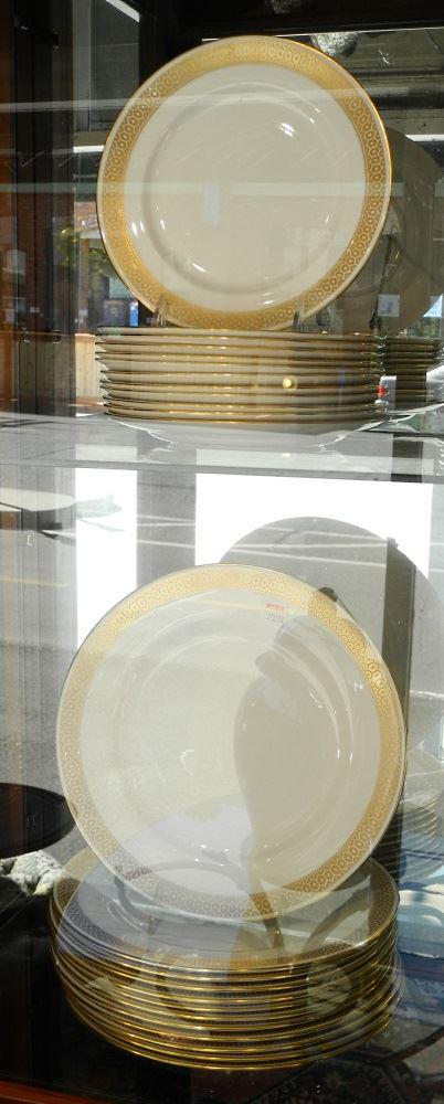 Lot of Spode Dinner & Luncheon Plates, White with Gold: Lot of Spode Dinner & Luncheon Plates, White with Gold Borders