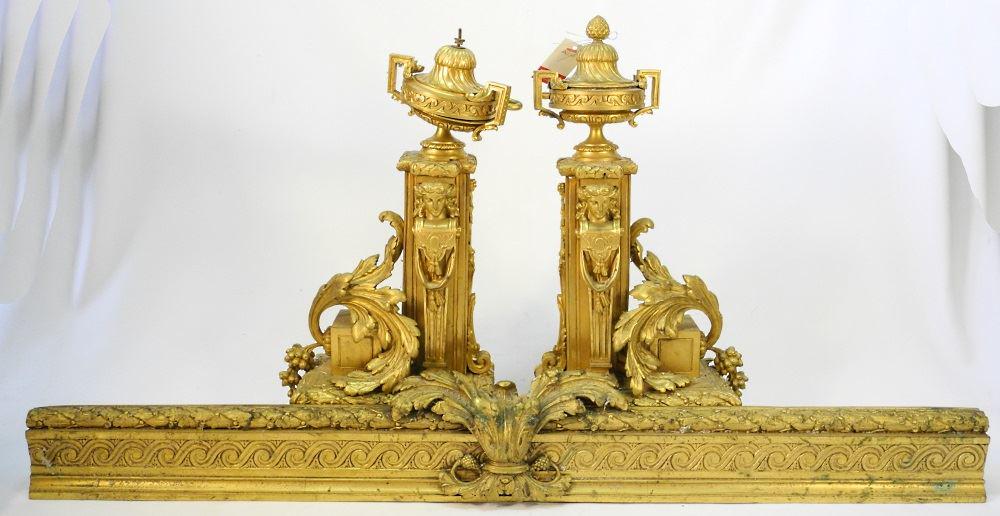 French gilt metal fireplace surround. (1 of 2)