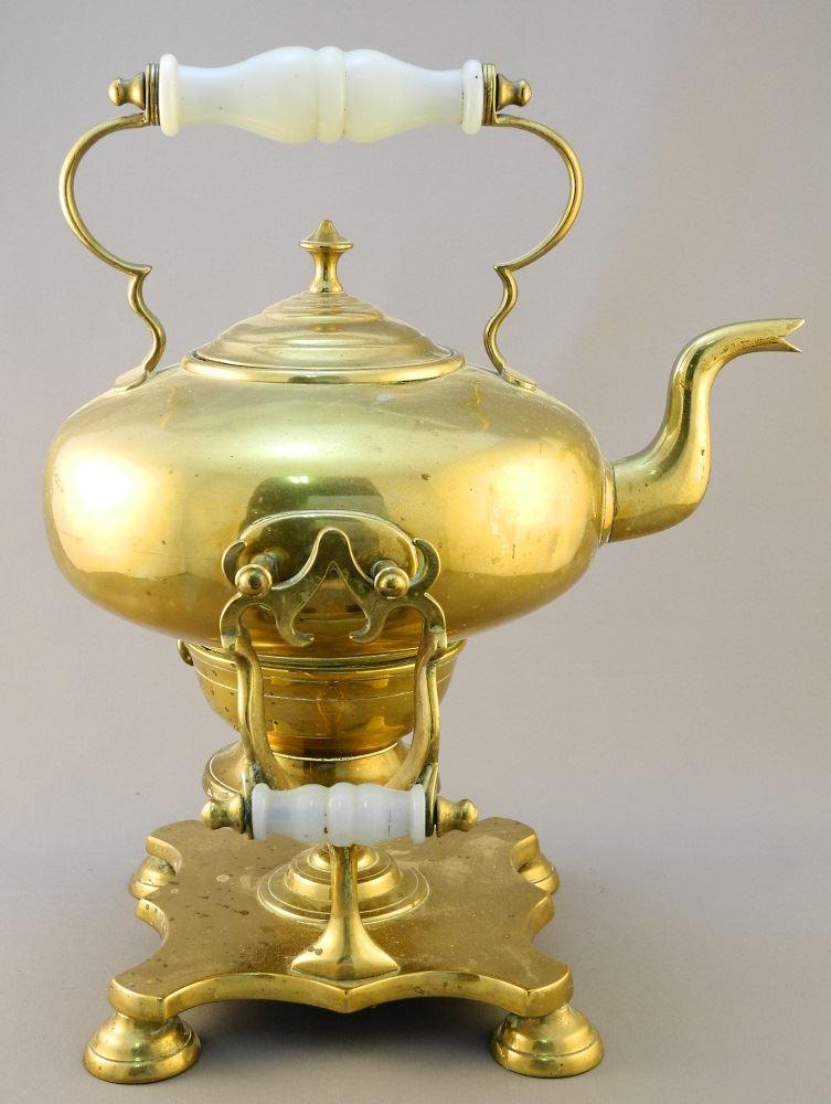 Brass Kettle on Stand, 12 1/2" high. (1 of 2)