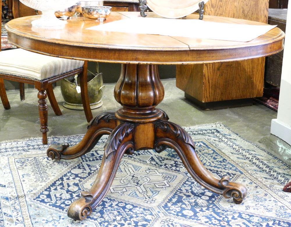Victorian Mahogany Breakfast Table, split top noted. (1 of 4)