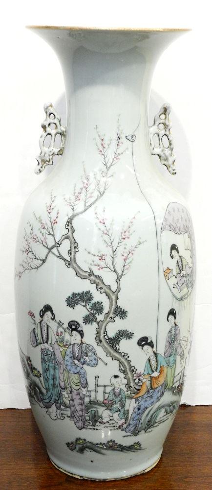 Chinese "Garden Scene" Enameled Porcelain Calligraphy (1 of 4)