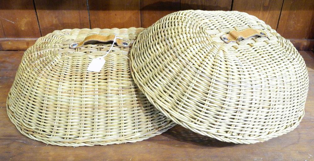Pair of Wicker Cloches, 17 3/4" wide.: Pair of Wicker Cloches, 17 3/4" wide.