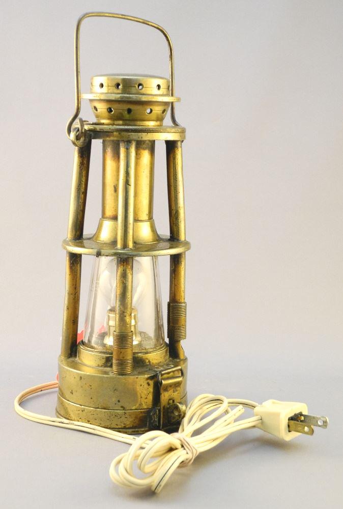 Edwards Wakefield Brass Miner's Lamp, Converted to (1 of 5)