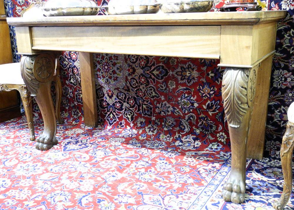 Antique Mahogany Paw Foot Console Table with Drawer. (1 of 2)