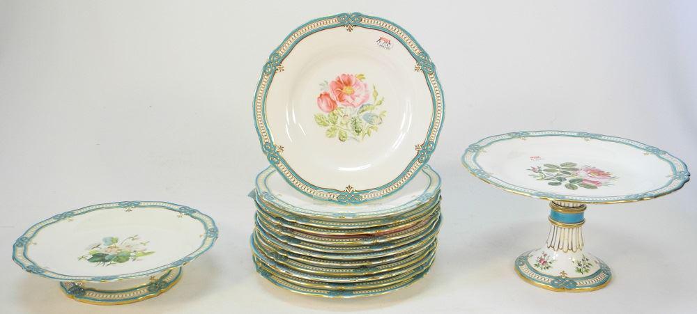 Twelve 19th Century Dessert Plates & Two Compotes, (1 of 6)