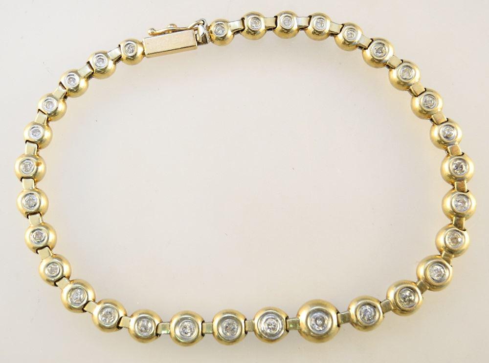 10K Bracelet with Mine Cut Diamonds. (1 of 2)