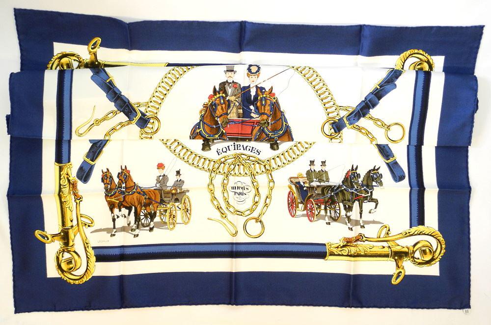Hermes Silk Scarf, "Equipages". (1 of 2)