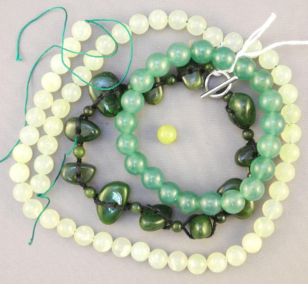 3 Jade Bead Bracelets. (1 of 1)