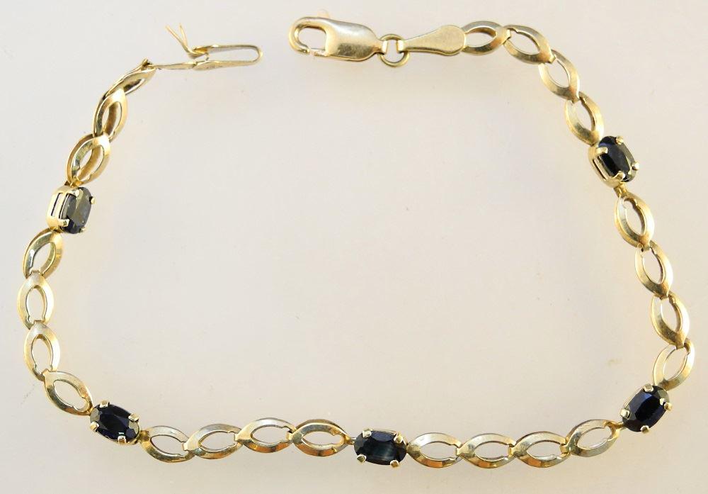 Mexican 10K Bracelet with Blue Stones. (1 of 2)