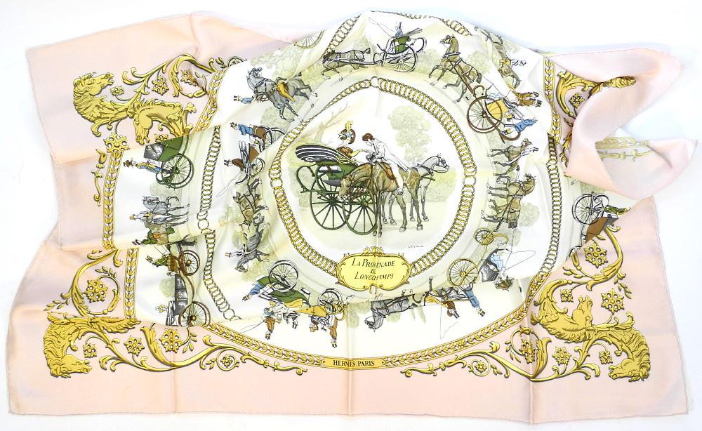 Hermes Silk Scarf, "La Promenade".: Hermes Silk Scarf, "La Promenade".