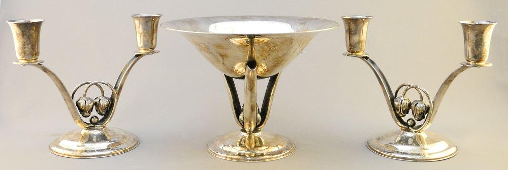 F. Dragsted Denmark 3 Piece Silver Plated Garniture, 5 (1 of 4)