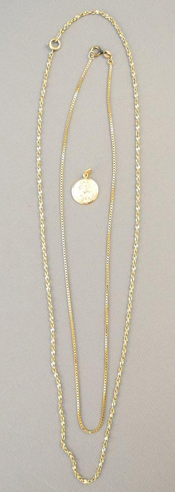 Two Gold-Tone Chains (clasps marked 10K) & a 10K (1 of 2)
