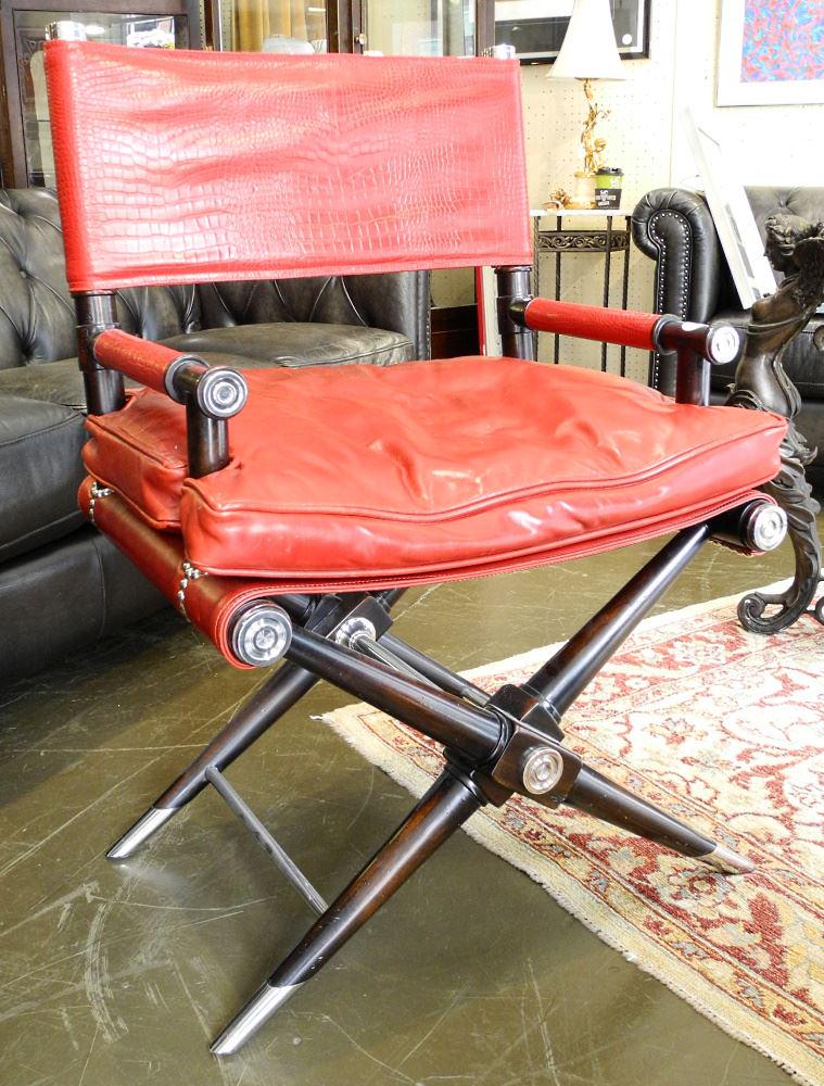 Red Leather Campaign Style Chair from Jordans, 24" (1 of 3)