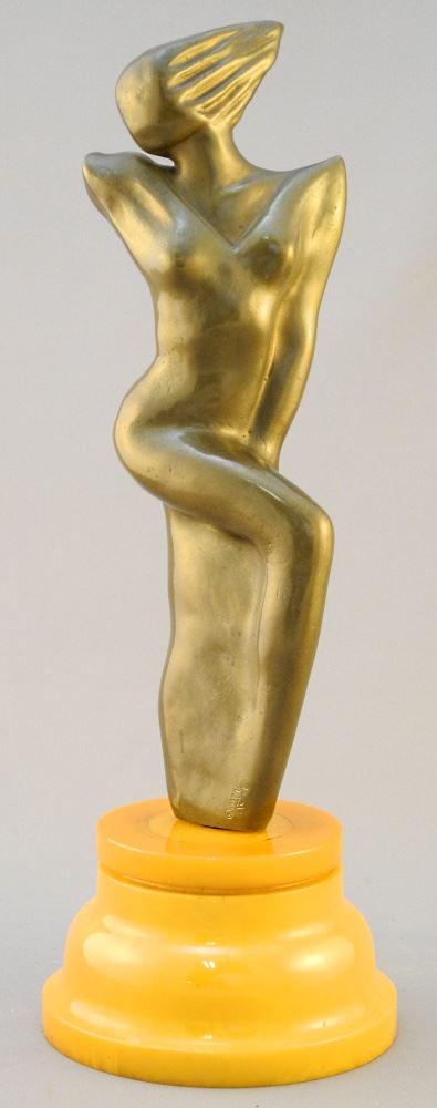 Herbert (Ari) Schafer (Cdn.,b.1946) Cast Bronze Figure,: Herbert (Ari) Schafer (Cdn.,b.1946) Cast Bronze Figure, #1/1, with later bakelite base, 11".