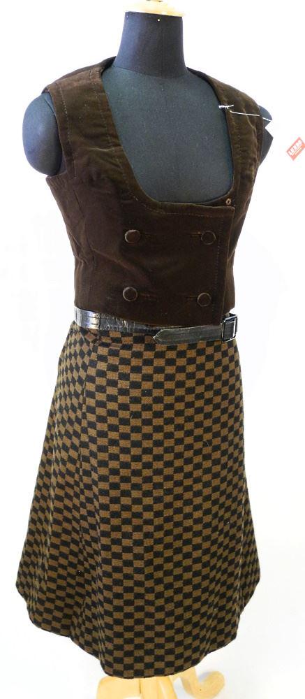1950's Christian Dior London Velvet Vest & Skirt.: 1950's Christian Dior London Velvet Vest & Skirt.