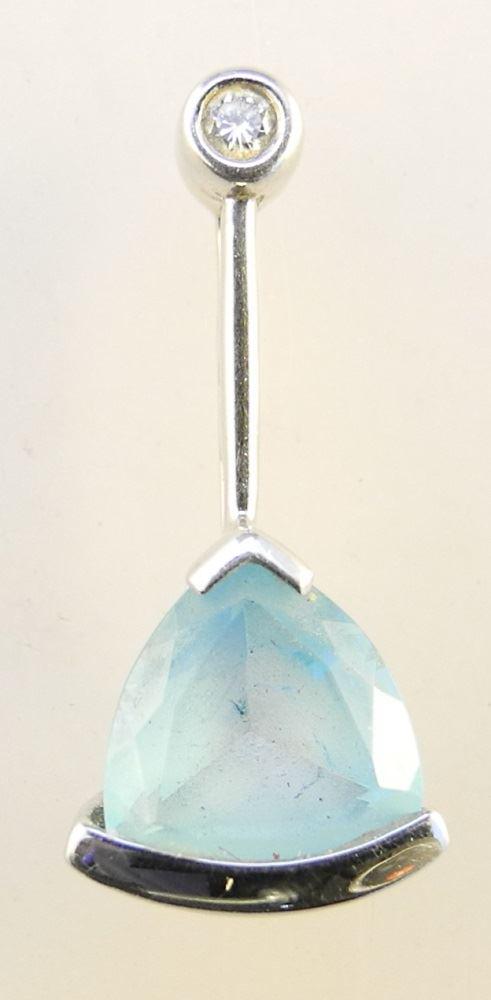 14K White Gold Sky Blue Topaz & Diamond Pendant. (1 of 2)